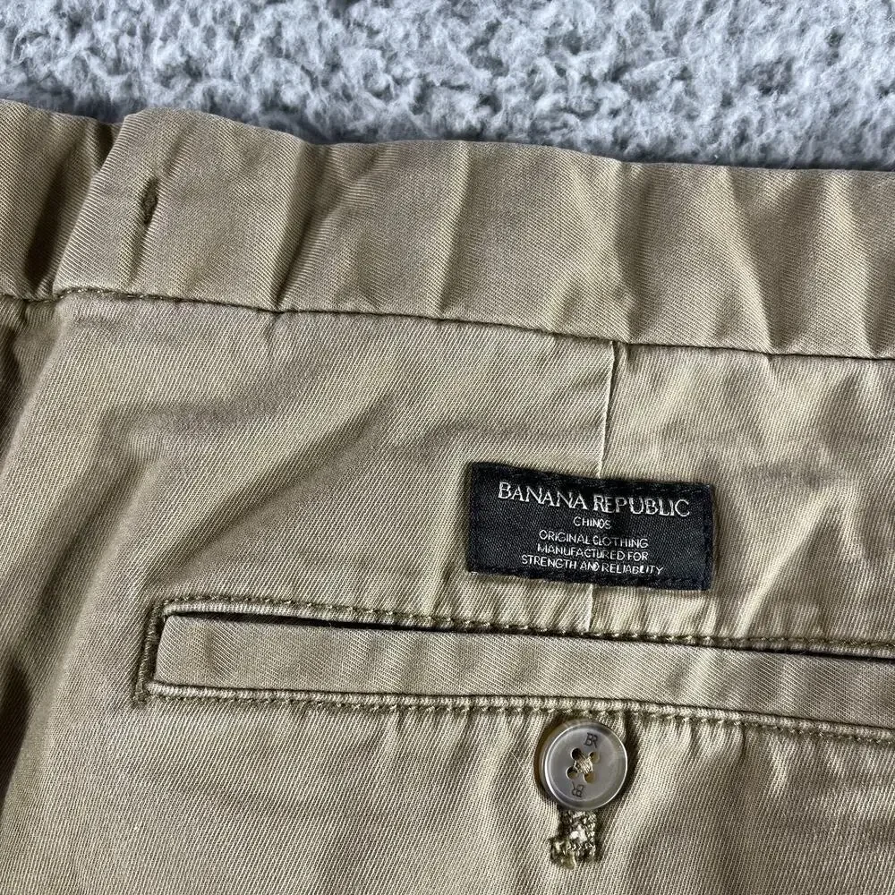 Banana Republic Lived-In Chino Pants 36x30 Athletic Fit Stretch Khaki Tan Mens